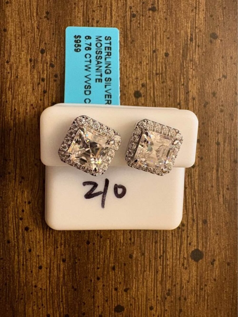 Sterling Silver 6.76 CTW VVS Moissanite Stud Earrings